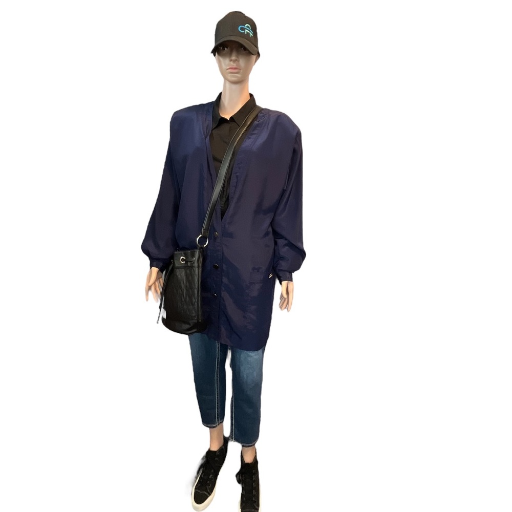 Vintage Ms CHAUS Oversized Cardigan Tunic, Liquid Navy | 16